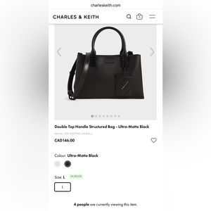 Charles & Keith - Top Handle Bag - Ultra Matte Black